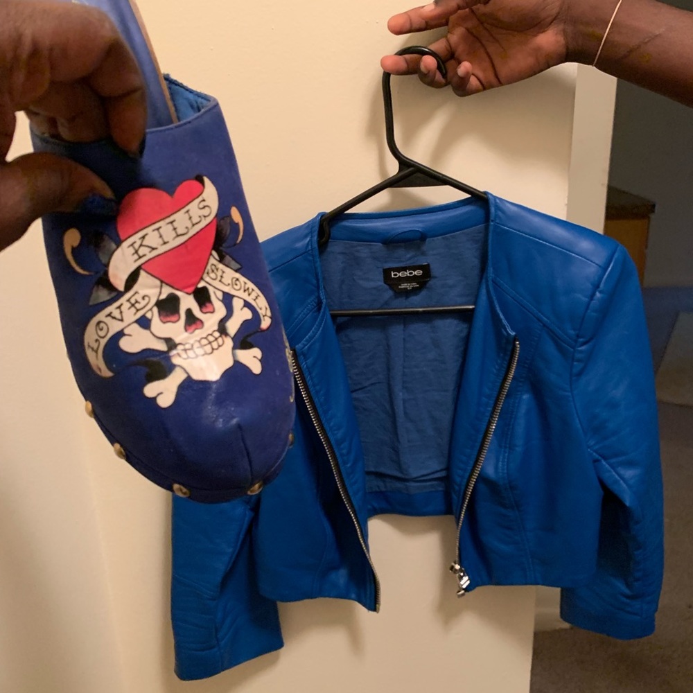 Ed hardy clogs size 9 and Bebe leather size s